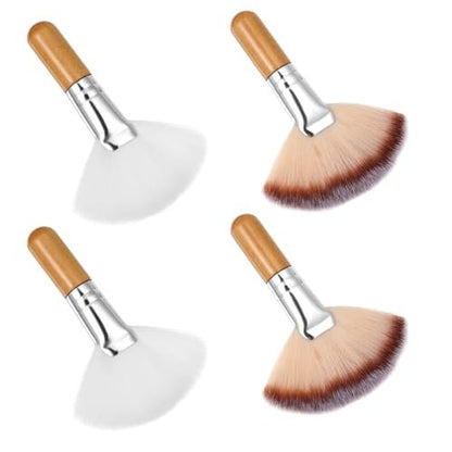 Matwsec 4-Piece Fan Brush Set - Soft Nylon Blush & Powder Brushes for Flawless Makeup Application