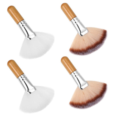 Matwsec 4-Piece Fan Brush Set - Soft Nylon Blush & Powder Brushes for Flawless Makeup Application