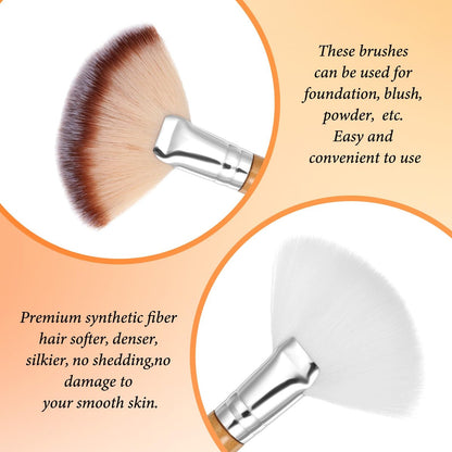 Matwsec 4-Piece Fan Brush Set - Soft Nylon Blush & Powder Brushes for Flawless Makeup Application