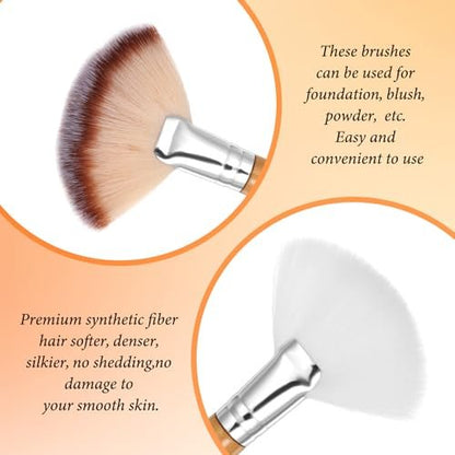 Matwsec 4-Piece Fan Brush Set - Soft Nylon Blush & Powder Brushes for Flawless Makeup Application