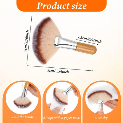 Matwsec 4-Piece Fan Brush Set - Soft Nylon Blush & Powder Brushes for Flawless Makeup Application