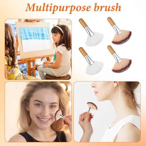 Matwsec 4-Piece Fan Brush Set - Soft Nylon Blush & Powder Brushes for Flawless Makeup Application - görsel 8
