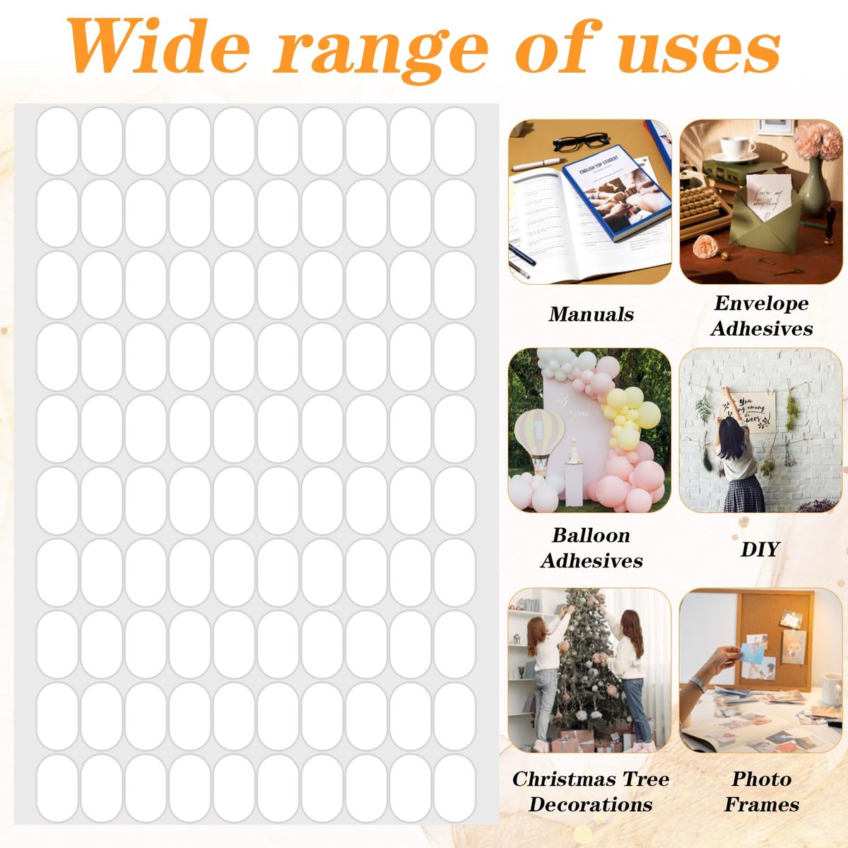 LXUEJIE 1200 Pcs Double Sided Nail Sticky Tack, Clear Nails Stand Sticky Tabs No Trace Poster Stickers for Festival Decoration Sticky Dot Avelisse