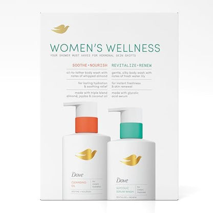 Dove Body Wash 2 Count Limited Edition Gift Pack - Moisturizing & Odor Control for Hormonal Skin Shifts, 14.2 Fl Oz Avelisse