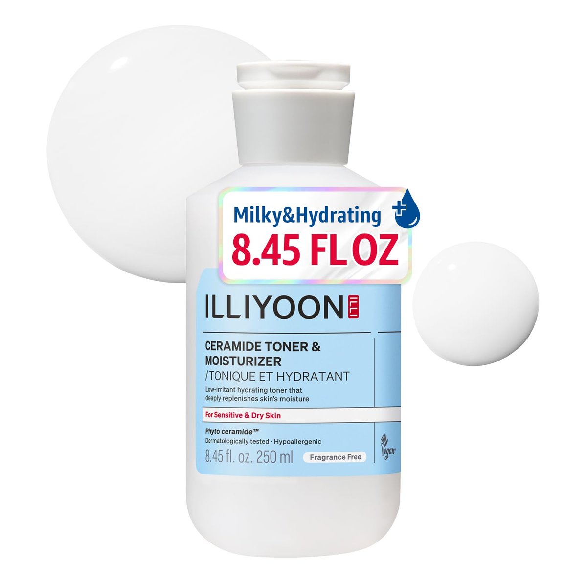 Illiyoon Ceramide ATO Moisturizing Milky Toner – Lightweight 2-in-1 Hydrating Facial Toner & Essence for Dry, Sensitive Skin | Barrier Repair, Fragrance-Free Korean Skincare | 8.45 fl oz Avelisse
