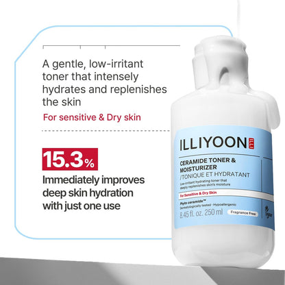 Illiyoon Ceramide ATO Moisturizing Milky Toner – Lightweight 2-in-1 Hydrating Facial Toner & Essence for Dry, Sensitive Skin | Barrier Repair, Fragrance-Free Korean Skincare | 8.45 fl oz Avelisse
