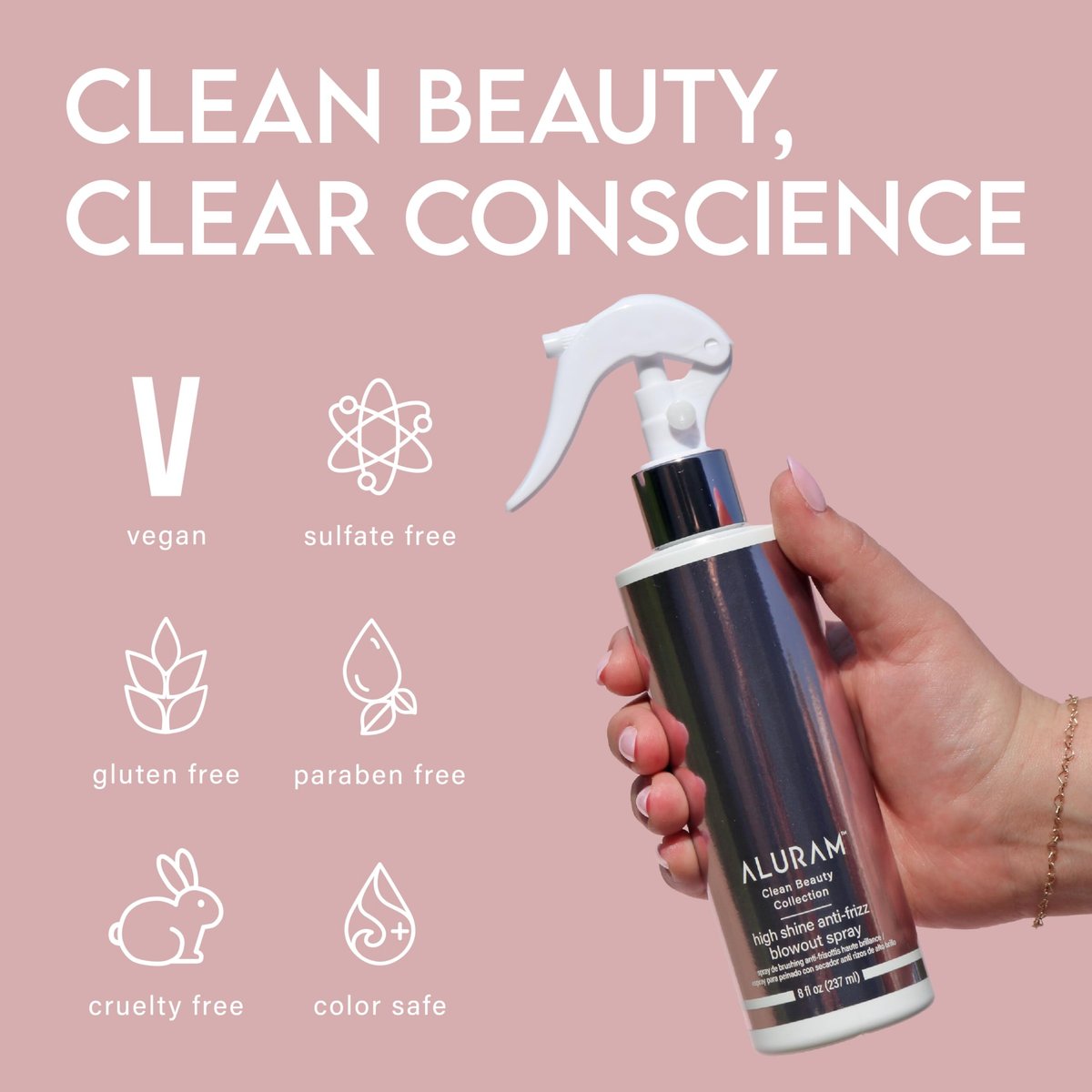 ALURAM High Shine Anti-Frizz Blowout Spray - Heat-Activated Styling Mist with Anti-Humidity Protection, 8 Fl Oz Avelisse