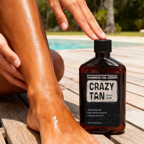 Crazytan Tanning Oil 125xxx – 8oz Deep Dark Natural Oil with Fresh Citrus Scent – Made in USA Avelisse