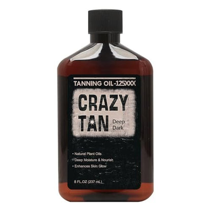 Crazytan Tanning Oil 125xxx – 8oz Deep Dark Natural Oil with Fresh Citrus Scent – Made in USA Avelisse