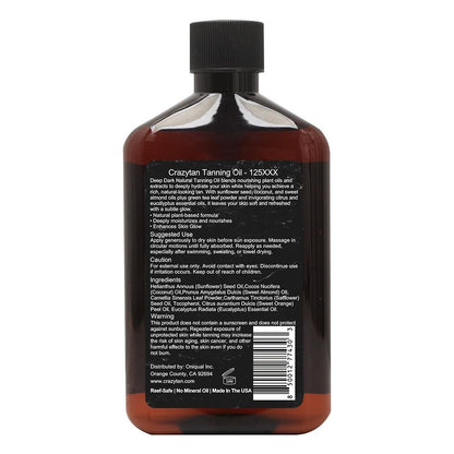 Crazytan Tanning Oil 125xxx – 8oz Deep Dark Natural Oil with Fresh Citrus Scent – Made in USA Avelisse
