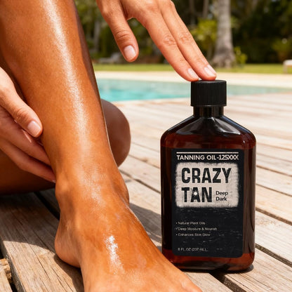 Crazytan Tanning Oil 125xxx – 8oz Deep Dark Natural Oil with Fresh Citrus Scent – Made in USA Avelisse