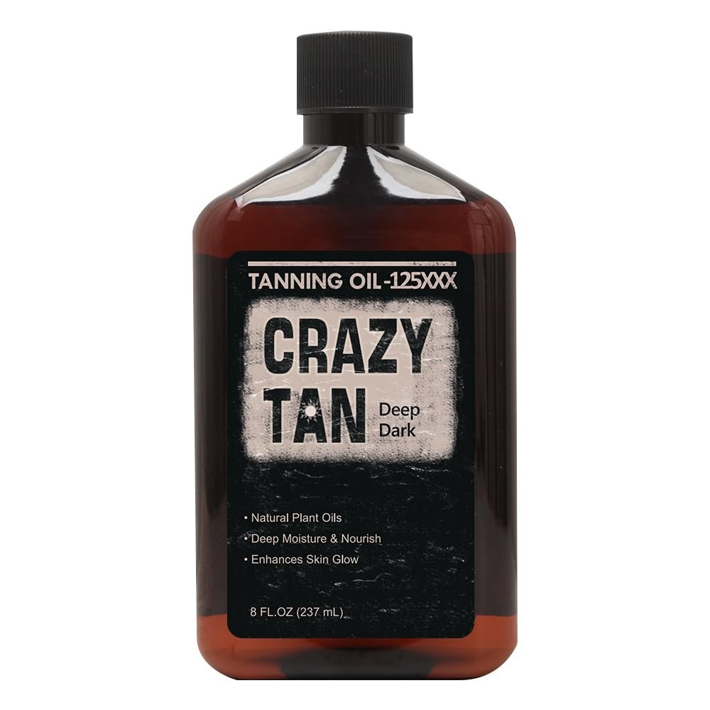 Crazytan Tanning Oil 125xxx – 8oz Deep Dark Natural Oil with Fresh Citrus Scent – Made in USA Avelisse