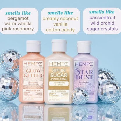 Hempz Mini Shimmer Lotion Set - Gold, Silver & Rose Gold Travel Moisturizers (3 x 2.25 oz) - TSA Approved Avelisse