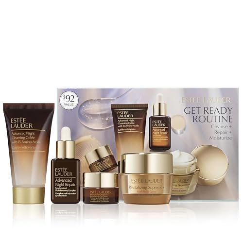 Estée Lauder Get Ready Routine 4-Piece Skincare Gift Set | Cleanse + Repair + Moisturize | Includes Cleanser, Eye Cream, Face Serum & Moisturizer Avelisse