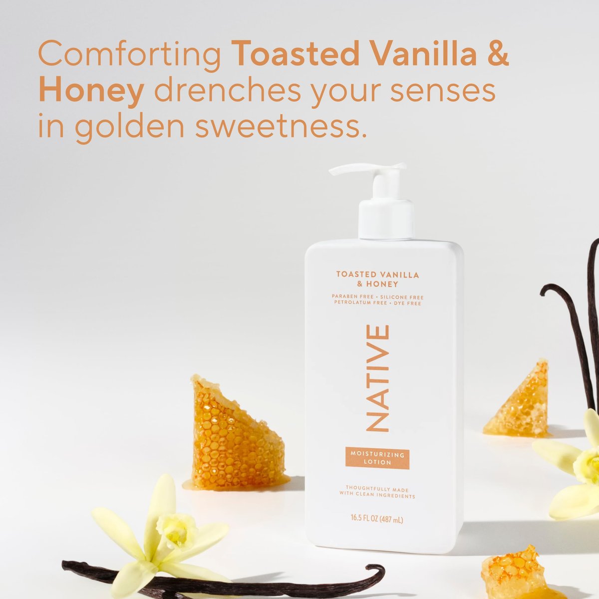 Native Body Lotion with Toasted Vanilla & Honey - Plant-Based Moisturizer for Dry Skin, 16.5 fl oz - görsel 7