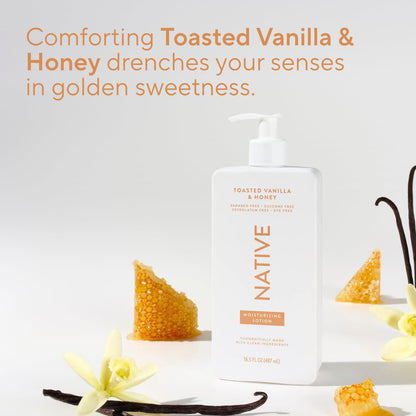 Native Body Lotion with Toasted Vanilla & Honey - Plant-Based Moisturizer for Dry Skin, 16.5 fl oz