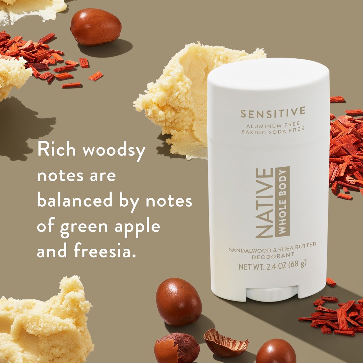 Native Sandalwood & Shea Butter Sensitive Whole Body Deodorant - 2.4 oz, Aluminum-Free - görsel 5