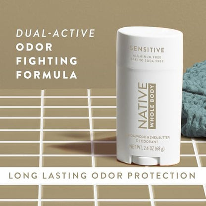 Native Sandalwood & Shea Butter Sensitive Whole Body Deodorant - 2.4 oz, Aluminum-Free