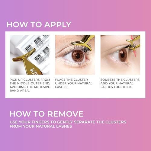 imPRESS Curly False Eyelashes – 30 Lash Clusters, 10mm-14mm, Black, Reusable Strip Lashes Avelisse
