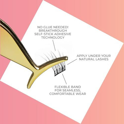 imPRESS Curly False Eyelashes – 30 Lash Clusters, 10mm-14mm, Black, Reusable Strip Lashes Avelisse