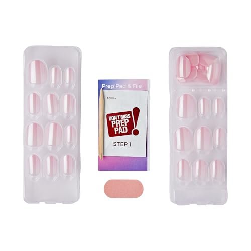 imPRESS Kiss colorFX Valentine's Day Press On Nails - Adorable Pink Short Oval, Up to 10-Day Hold, 30 Fake Nails with Prep Pad & File - görsel 7