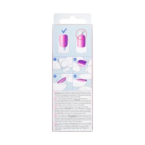 imPRESS Kiss colorFX Valentine's Day Press On Nails - Adorable Pink Short Oval, Up to 10-Day Hold, 30 Fake Nails with Prep Pad & File - görsel 17