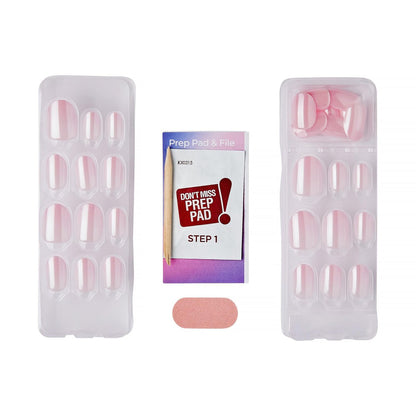 imPRESS Kiss colorFX Valentine's Day Press On Nails - Adorable Pink Short Oval, Up to 10-Day Hold, 30 Fake Nails with Prep Pad & File