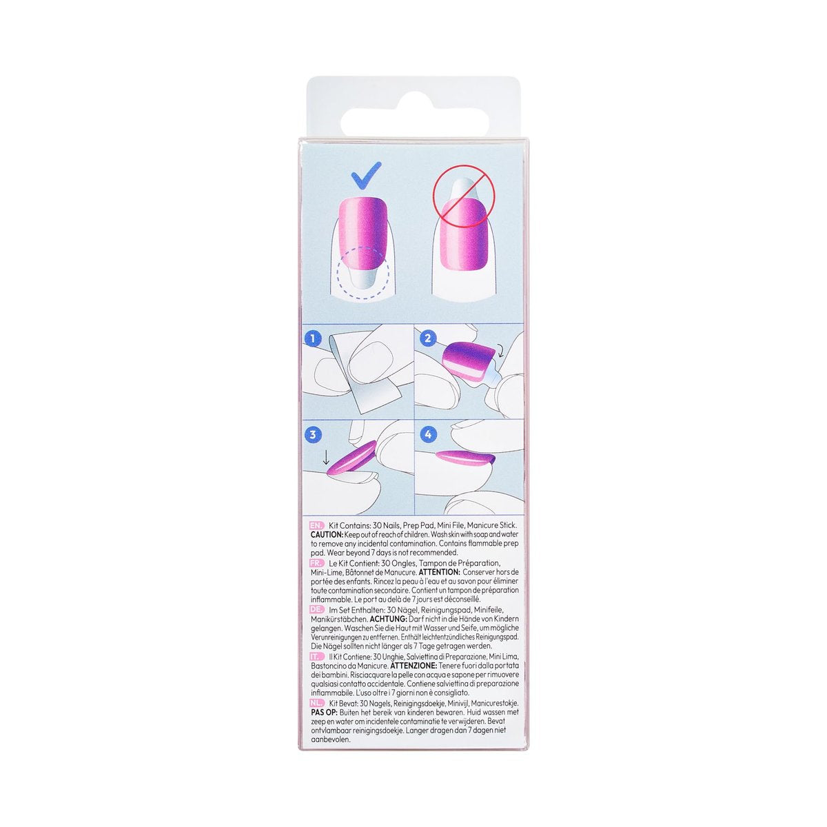 imPRESS Kiss colorFX Valentine's Day Press On Nails - Adorable Pink Short Oval, Up to 10-Day Hold, 30 Fake Nails with Prep Pad & File - görsel 18