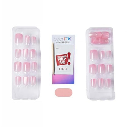 imPRESS ColorFX by KISS Valentine’s Day Press On Nails – ‘Cherished’ Pink Short Squoval, Improved Adhesive, Up to 10-Day Hold, 30 Fake Nails Kit