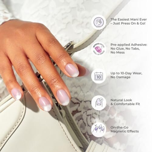 imPRESS ColorFX by KISS Valentine’s Day Press On Nails – ‘Cherished’ Pink Short Squoval, Improved Adhesive, Up to 10-Day Hold, 30 Fake Nails Kit - görsel 14