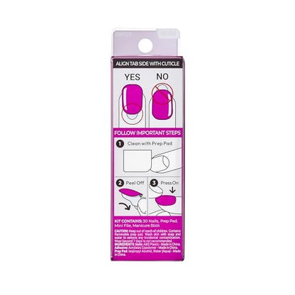 imPRESS Kiss Impress No Glue Mani Press On Nails - All Smiles Pink Short Squoval - 30 Nails + Prep Pad + Tools