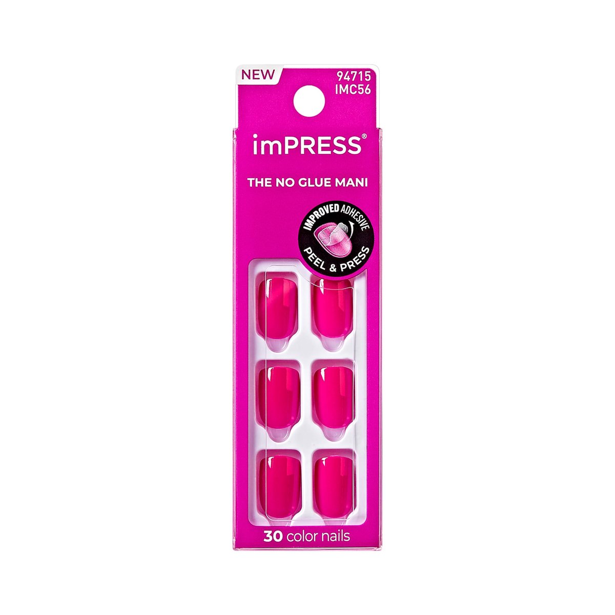 imPRESS Kiss Impress No Glue Mani Press On Nails - All Smiles Pink Short Squoval - 30 Nails + Prep Pad + Tools - görsel 1