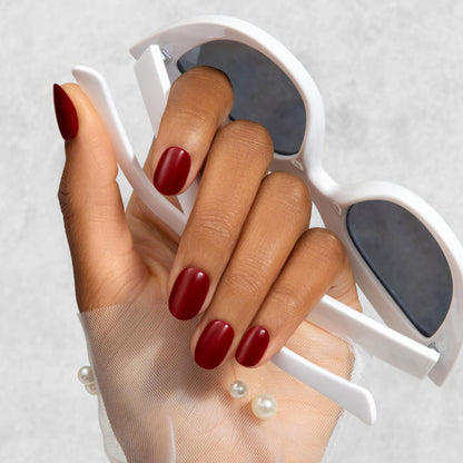 imPRESS Maplewood Short Oval Press On Nails - No Glue Manicure Set (30 Nails, Prep Pad, Tools)