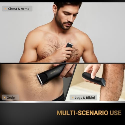 ZENLICO Pubic Hair Trimmer for Men, Manscape Body Hair Trimmer with Ceramic Blade, USB-C Charging, Replaceable Heads, LED Display, 90 Minutes Shaving, Ideal Gift for Men - görsel 14