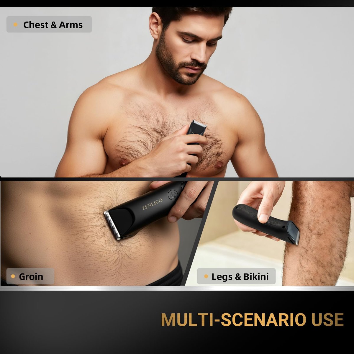 ZENLICO Pubic Hair Trimmer for Men, Manscape Body Hair Trimmer with Ceramic Blade, USB-C Charging, Replaceable Heads, LED Display, 90 Minutes Shaving, Ideal Gift for Men - görsel 13