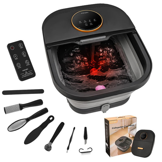 FOFOJÔY Foot Spa Bath Massager with Heat, Bubbles & Remote Control – Perfect Pedicure Gift for Men, Women & Parents (Plus Size, Black) Avelisse