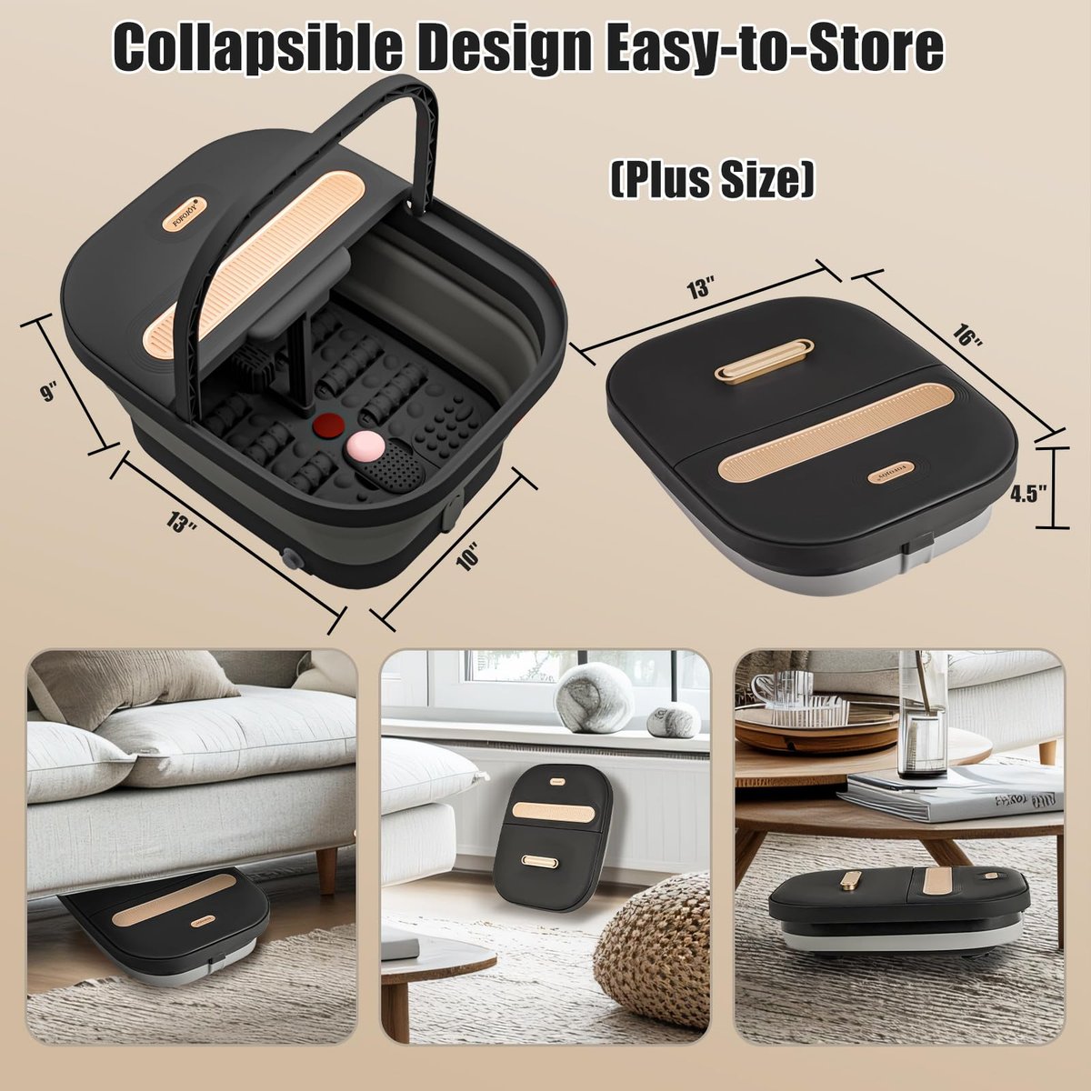 FOFOJÔY Collapsible Foot Spa Bath with Massager, Heat, and Bubble Jets – Temperature Control, Remote, Pumice Stone, Perfect Relaxation Gift Avelisse