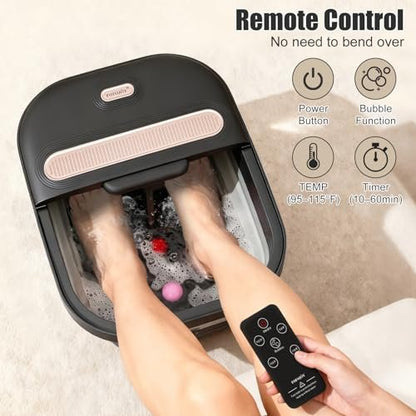 FOFOJÔY Collapsible Foot Spa Bath with Massager, Heat, and Bubble Jets – Temperature Control, Remote, Pumice Stone, Perfect Relaxation Gift Avelisse