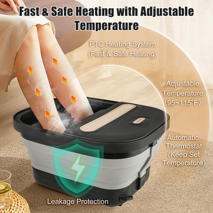 FOFOJÔY Collapsible Foot Spa Bath with Massager, Heat, and Bubble Jets – Temperature Control, Remote, Pumice Stone, Perfect Relaxation Gift Avelisse