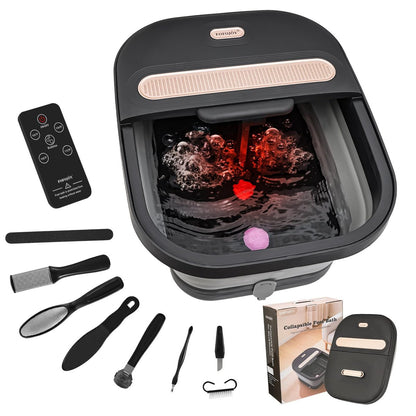 FOFOJÔY Collapsible Foot Spa Bath with Massager, Heat, and Bubble Jets – Temperature Control, Remote, Pumice Stone, Perfect Relaxation Gift Avelisse