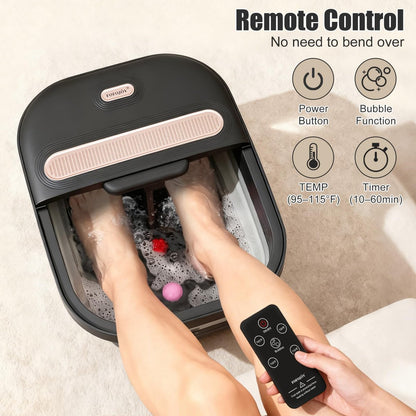 FOFOJÔY Collapsible Foot Spa Bath with Massager, Heat, and Bubble Jets – Temperature Control, Remote, Pumice Stone, Perfect Relaxation Gift Avelisse
