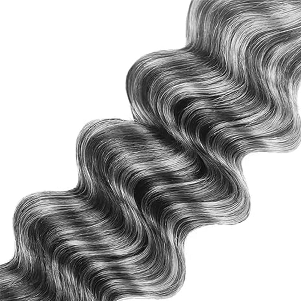 Bafamiya Highlight Grey Human Hair Bundles Deep Wave 20 22 24 Inch P1B/Grey Bundles Human Hair 3 Bundle 300g Total Unprocessed Brazilian Virgin Hair for Black Women - görsel 9