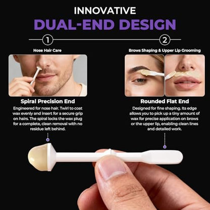 Lifestance Nose Hair Wax Kit - 120g Mini Wax Pot with USB-C Fast Heating, Smart Temp Control, 48 Sticks, Painless Ear Hair Removal for Men & Women - Travel-Friendly Avelisse