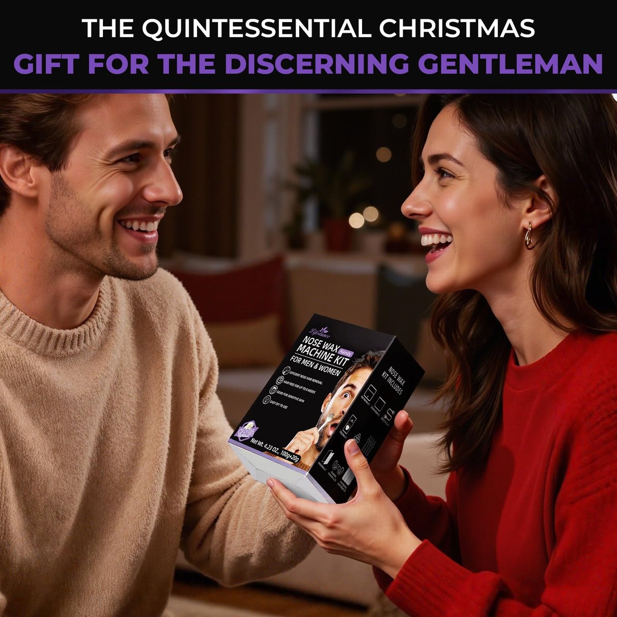 Lifestance Nose Hair Wax Kit - 120g Mini Wax Pot with USB-C Fast Heating, Smart Temp Control, 48 Sticks, Painless Ear Hair Removal for Men & Women - Travel-Friendly Avelisse