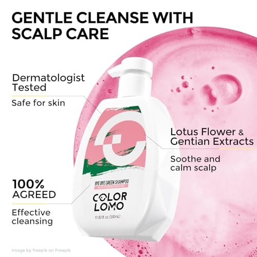 COLORLOMO Bye Bye Green Shampoo – Neutralizes Unwanted Green Tones, Sulfate-Free Color Correcting Shampoo for Blonde, Bleached & Light Brown Hair (11.83 Fl Oz) Avelisse