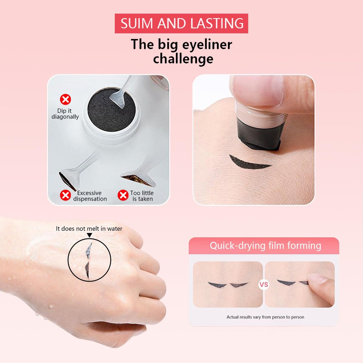 Bekoeen 2PCS Gel Eyeliner Pencil Set – Foldable Black Brown Waterproof Smudge-Proof Eyeliner Stamp for Beginners Avelisse