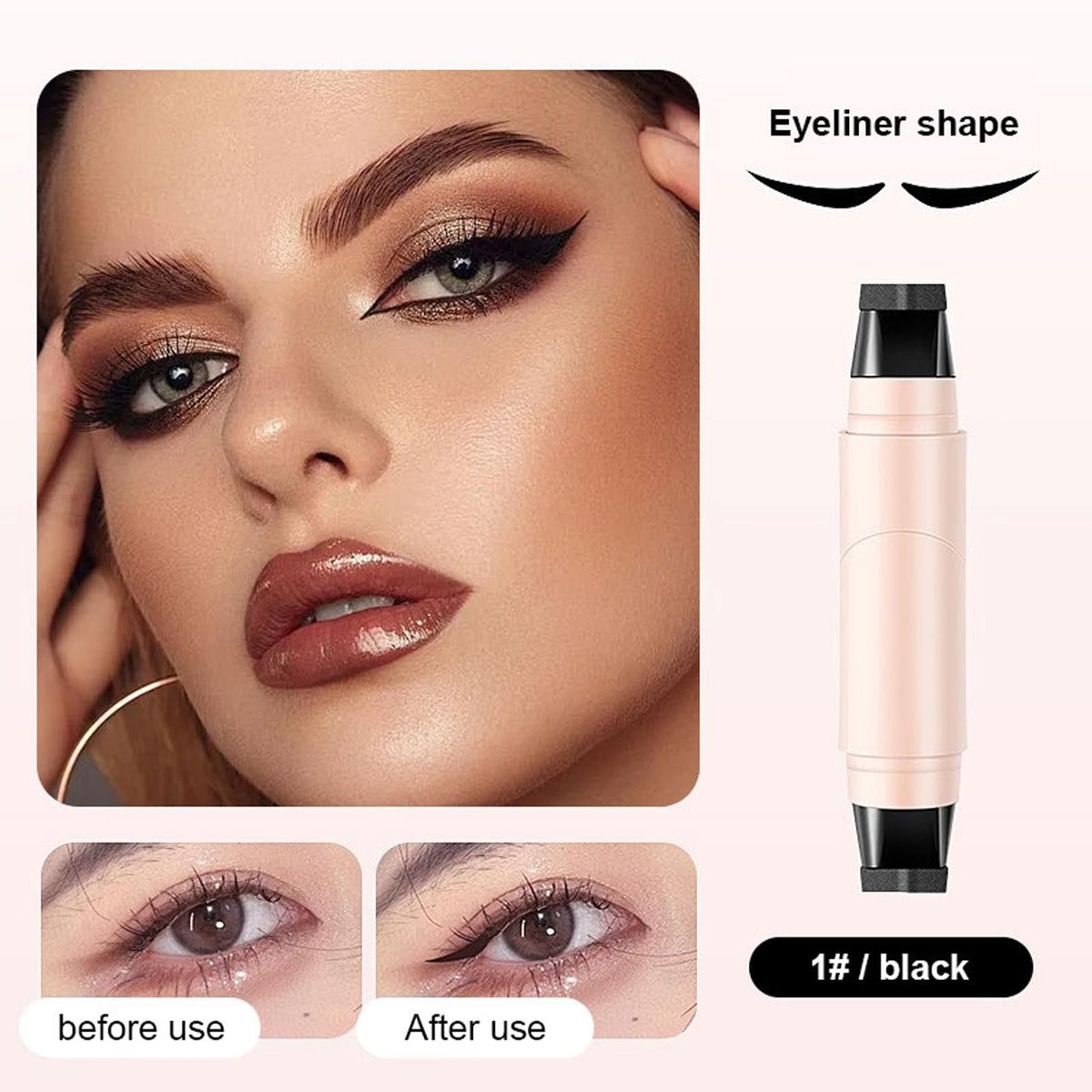 Bekoeen 2PCS Gel Eyeliner Pencil Set – Foldable Black Brown Waterproof Smudge-Proof Eyeliner Stamp for Beginners Avelisse