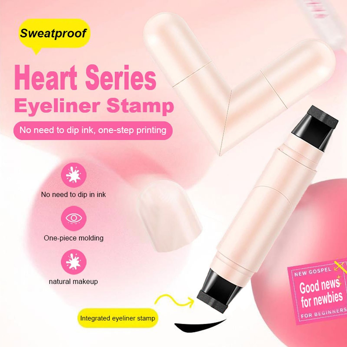 Bekoeen 2PCS Gel Eyeliner Pencil Set – Foldable Black Brown Waterproof Smudge-Proof Eyeliner Stamp for Beginners Avelisse