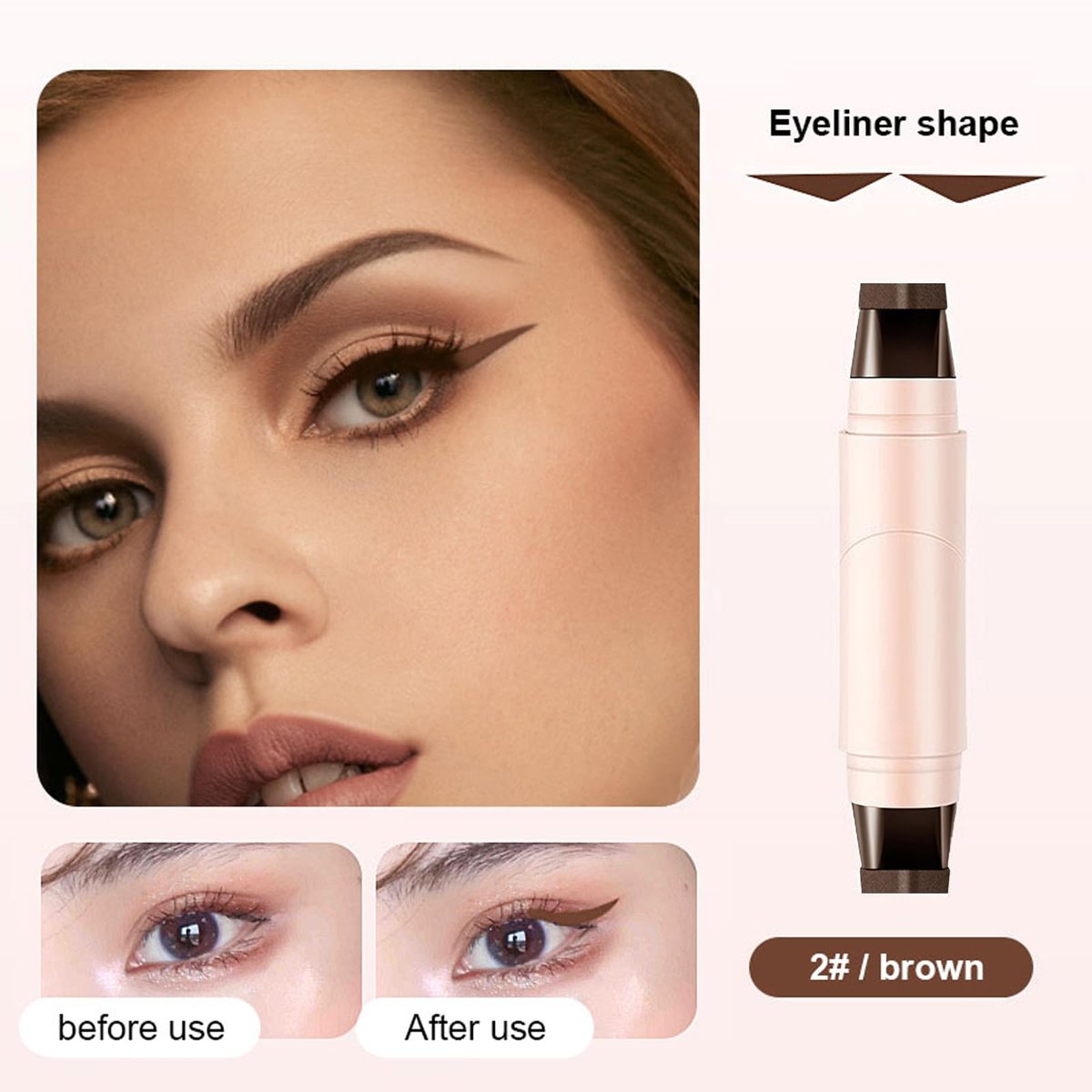 Bekoeen 2PCS Gel Eyeliner Pencil Set – Foldable Black Brown Waterproof Smudge-Proof Eyeliner Stamp for Beginners Avelisse