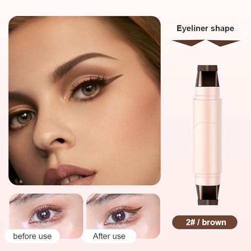Bekoeen 2PCS Gel Eyeliner Pencil Set – Foldable Black Brown Waterproof Smudge-Proof Eyeliner Stamp for Beginners Avelisse